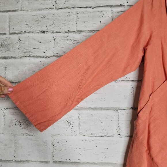Bryn Walker Womens Coral 100% Linen Button Front Barnaby Lagenlook Jacket Medium - Picture 5 of 13